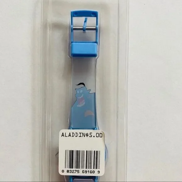 Vintage Disney Reto Aladdin Genie Jasmine Blue Digital Dead Stock Watch - Picture 9 of 9